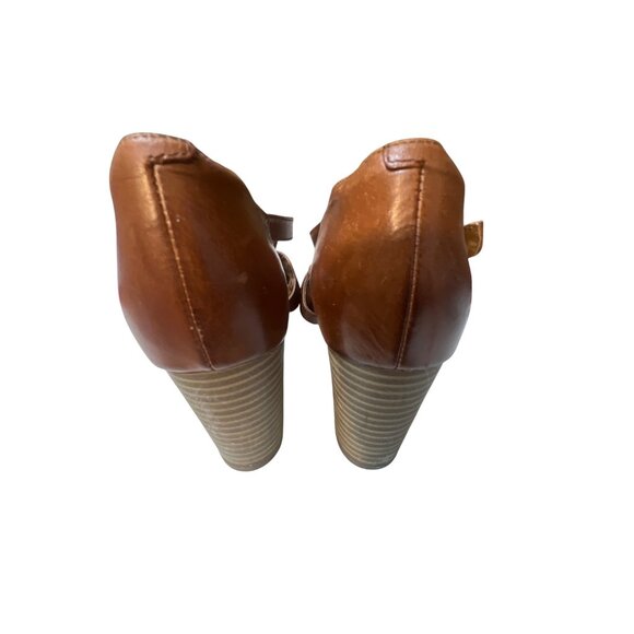 Clarks Womens Brown Leather Strappy Heeled Sandals Size 9 With Buckle Closure - Picture 7 of 10